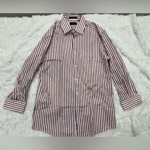 Joseph Abboud Red and White Striped Button Down Shirt